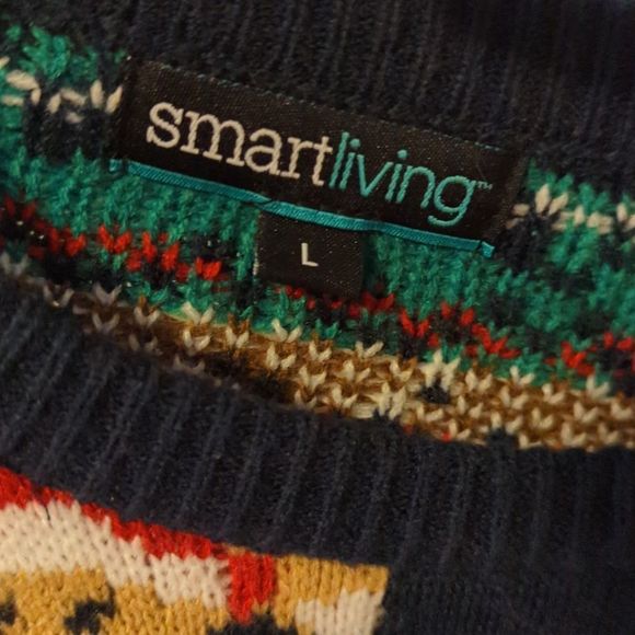 Ugly Christmas Sweater men's L large battery operated lights EUC reindeer snow - Picture 6 of 9